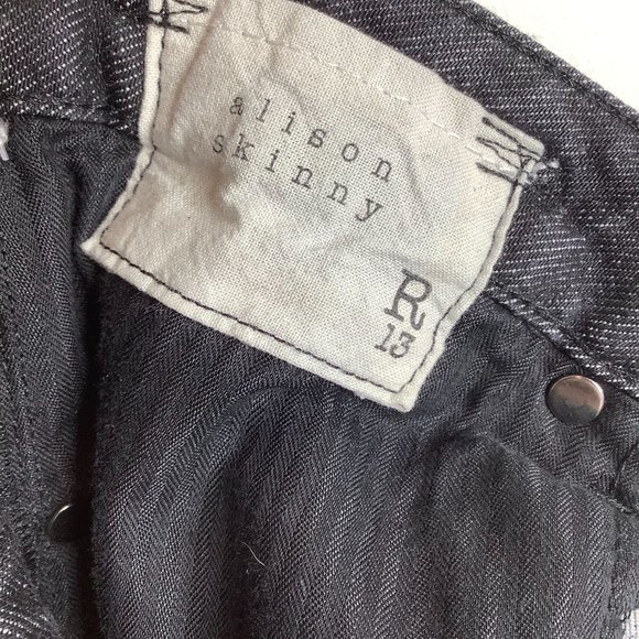 R13 gray black distressed jeans 5 pockets size 29 - Picture 6 of 6